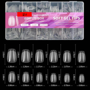 Coffin - Extra Short - Full Cover - Soft Gel Nail Tips - 600pcs - Clear