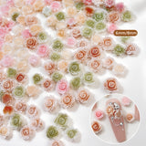 3D Gradient Roses Nail Art - 50pcs 6mm/8mm Mix