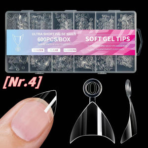 Stiletto - Extra Short - Half Cover - Soft Gel Nail Tips - 600pcs - Clear