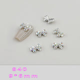 Bow Nail Decoration - Metal with Rhinestones - 5pcs