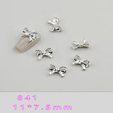 Bow Nail Decoration - Metal with Rhinestones - 5pcs