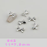 Bow Nail Decoration - Metal with Rhinestones - 5pcs