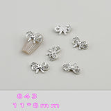 Bow Nail Decoration - Metal with Rhinestones - 5pcs