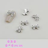 Bow Nail Decoration - Metal with Rhinestones - 5pcs