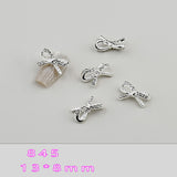 Bow Nail Decoration - Metal with Rhinestones - 5pcs