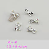 Bow Nail Decoration - Metal with Rhinestones - 5pcs