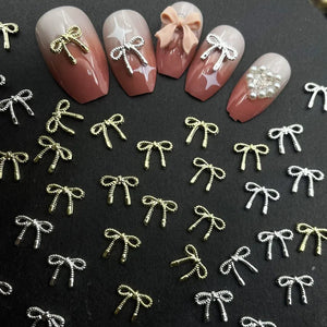 Bow Nail Decoration - Metal - 10pcs