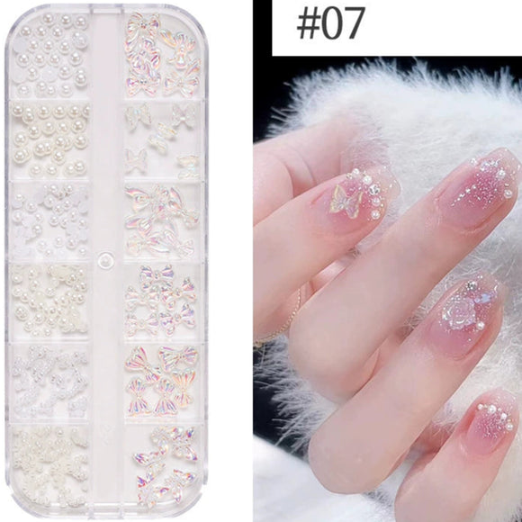 Nail Decoration - Bows & Pearls