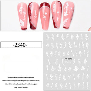 Nail Sticker - 2340 - White Flower