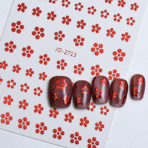 Nail Sticker - 2713 - Platinum Red Flower