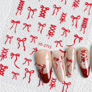 Nail Sticker - 2711 - Red Bow Ribbon