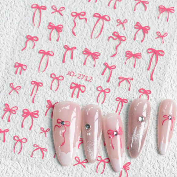 Nail Sticker - 2712 - Pink Bow Ribbon