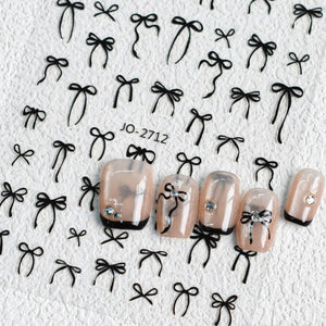 Nail Sticker - 2712 - Black Bow Ribbon