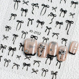 Nail Sticker - 2712 - Black Bow Ribbon