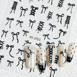 Nail Sticker - 2711 - Black Bow Ribbon