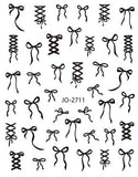 Nail Sticker - 2711 - Black Bow Ribbon
