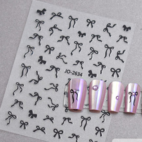 Nail Sticker - 2634 - Bows - Black