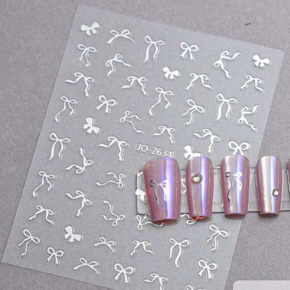 Nail Sticker - 2634 - Bows - Silver