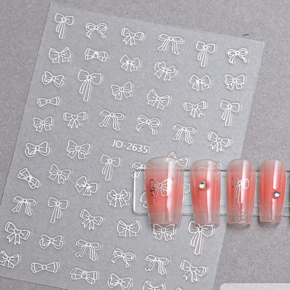 Nail Sticker - 2635 - Bows - Silver