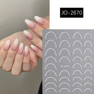 Nail Sticker - JO-2670 - French Line - White