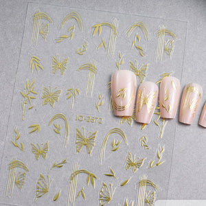 Nail Sticker - 2672 - Butterfly - Gold