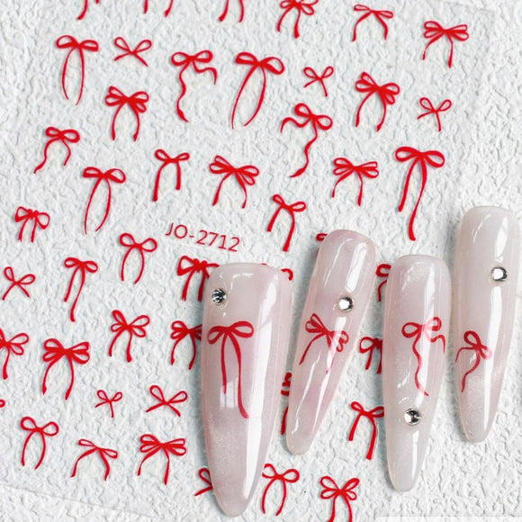 Nail Sticker - 2712 - Red Bow Ribbon
