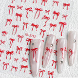 Nail Sticker - 2712 - Red Bow Ribbon