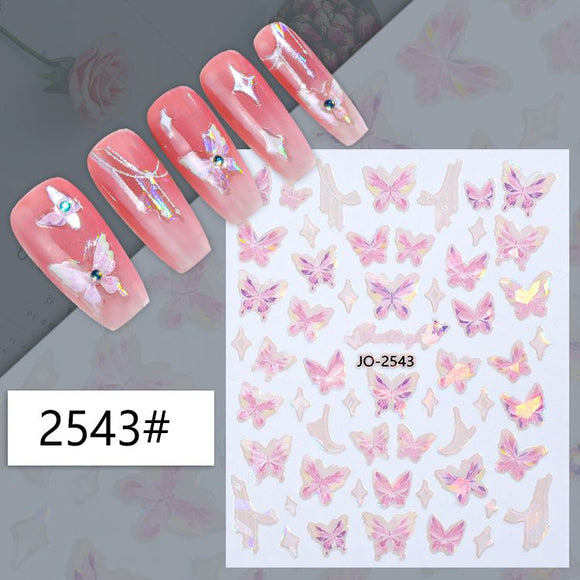 Nail Sticker - JO-2543 - Pink Butterfly