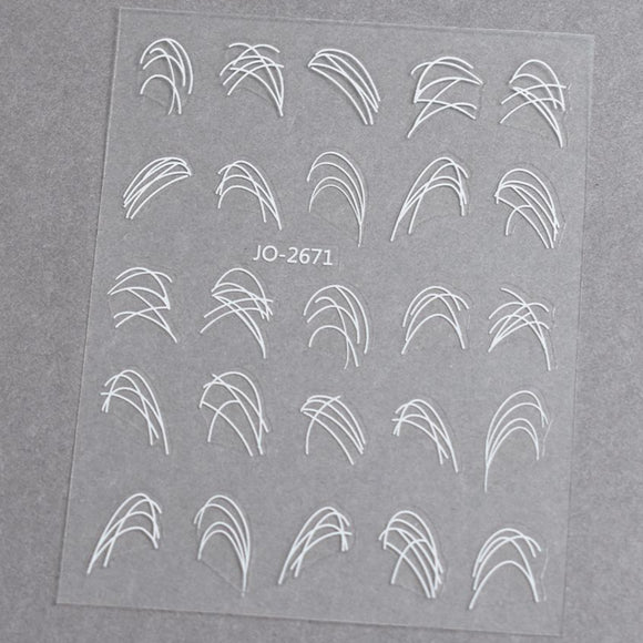 Nail Sticker - 2671 - French - White
