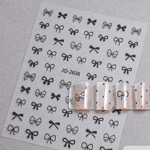 Nail Sticker - 2636 - Bows - Black