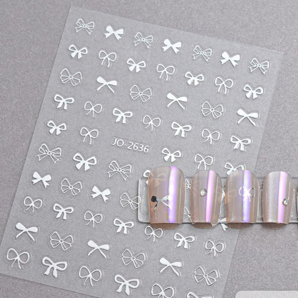 Nail Sticker - 2636 - Bows - Silver