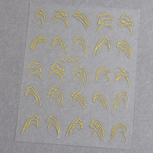 Nail Sticker - 2671 - French - Gold