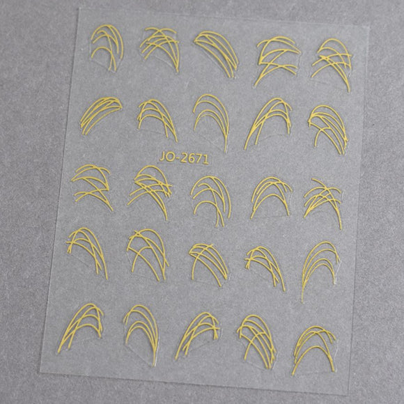Nail Sticker - 2671 - French - Gold