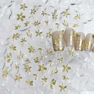Nail Sticker - 2675 - Flower - Gold