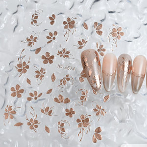 Nail Sticker - 2674 - Flower - Rose Gold