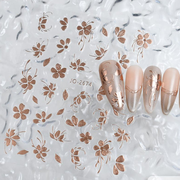 Nail Sticker - 2674 - Flower - Rose Gold