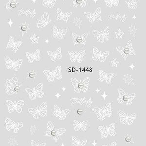 Nail Sticker 3D - 1448 - Butterfly with Pearls