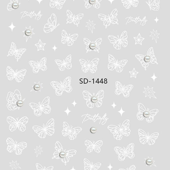 Nail Sticker 3D - 1448 - Butterfly with Pearls
