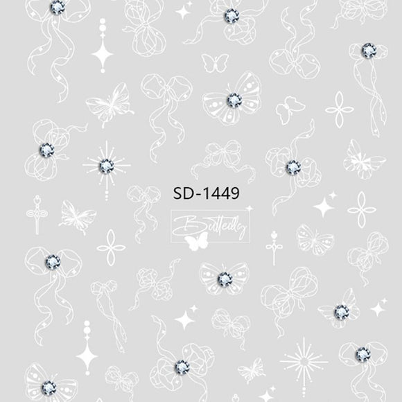 Nail Sticker 3D - 1449 - Butterfly with Rhinestones