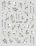 Nail Sticker 3D - 1490 - Cotton Leaves