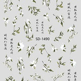 Nail Sticker 3D - 1490 - Cotton Leaves