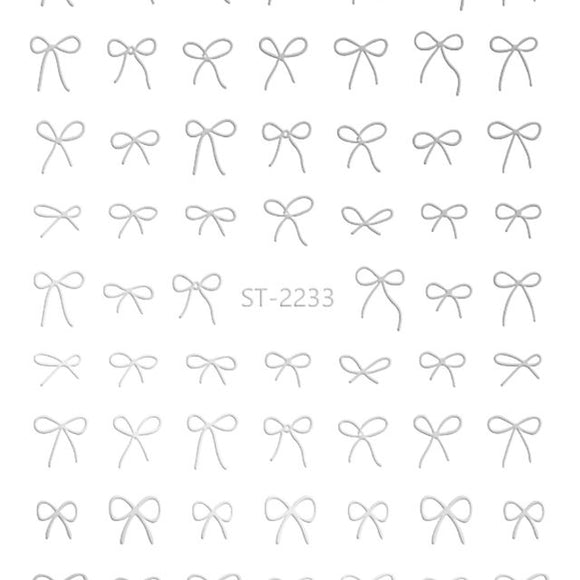 Nail Sticker 3D - 2233 - Bow - Silver