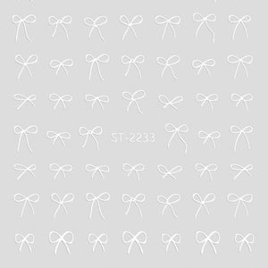 Nail Sticker 3D - 2233 - Bow - White