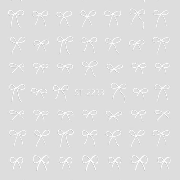 Nail Sticker 3D - 2233 - Bow - White
