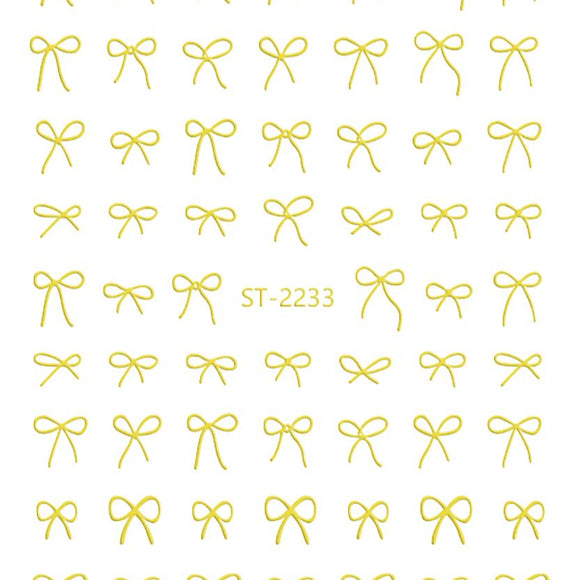 Nail Sticker 3D - 2233 - Bow - Gold