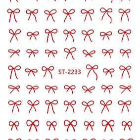 Nail Sticker 3D - 2233 - Bow - Red
