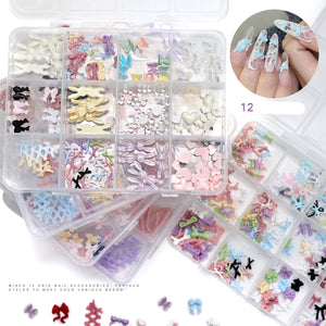 Nail Decoration - Bows & Ribbons Mix - 12 Grit Box