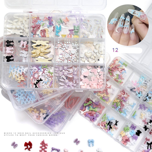 Nail Decoration - Bows & Ribbons Mix - 12 Grit Box