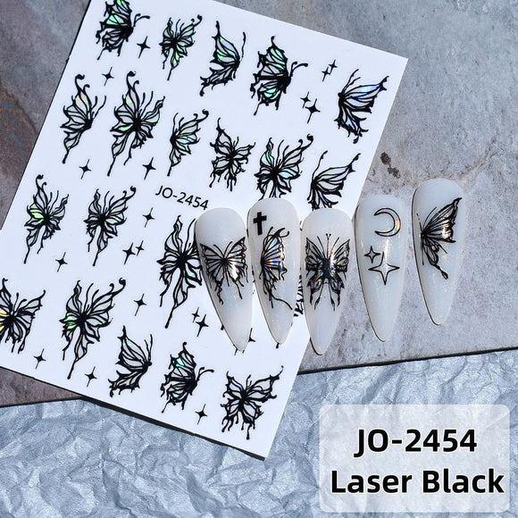 Nail Sticker - 2454 - Butterflies - Black