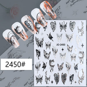 Nail Sticker - 2450 - Butterflies - Silver